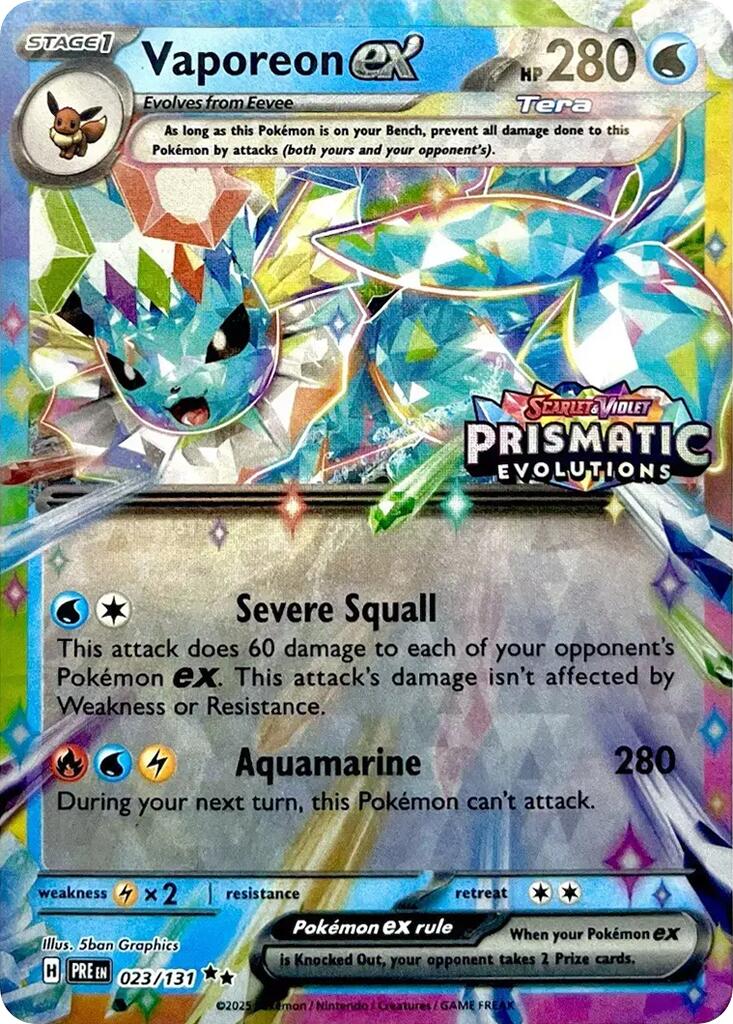 Vaporeon ex (023/131) (Prismatic Evolutions Stamp) [Scarlet & Violet: Prismatic Evolutions] | Cracking-Singles