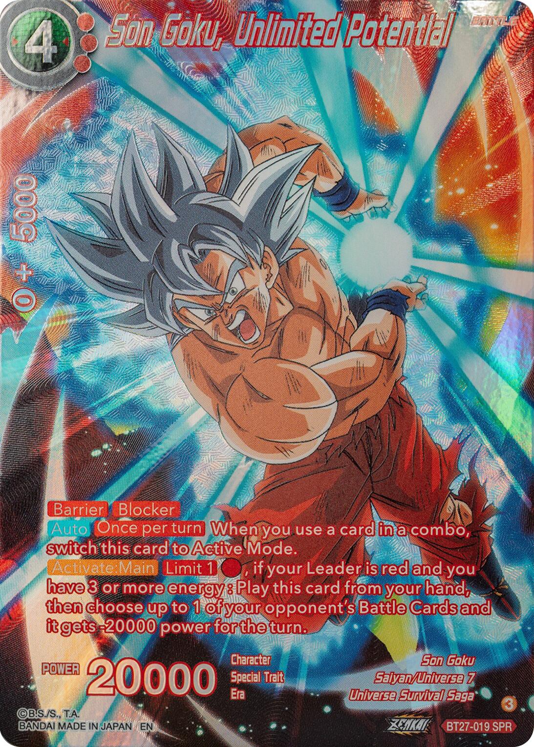 Son Goku, Unlimited Potential (SPR) (BT27-019) [History of Z] | Cracking-Singles