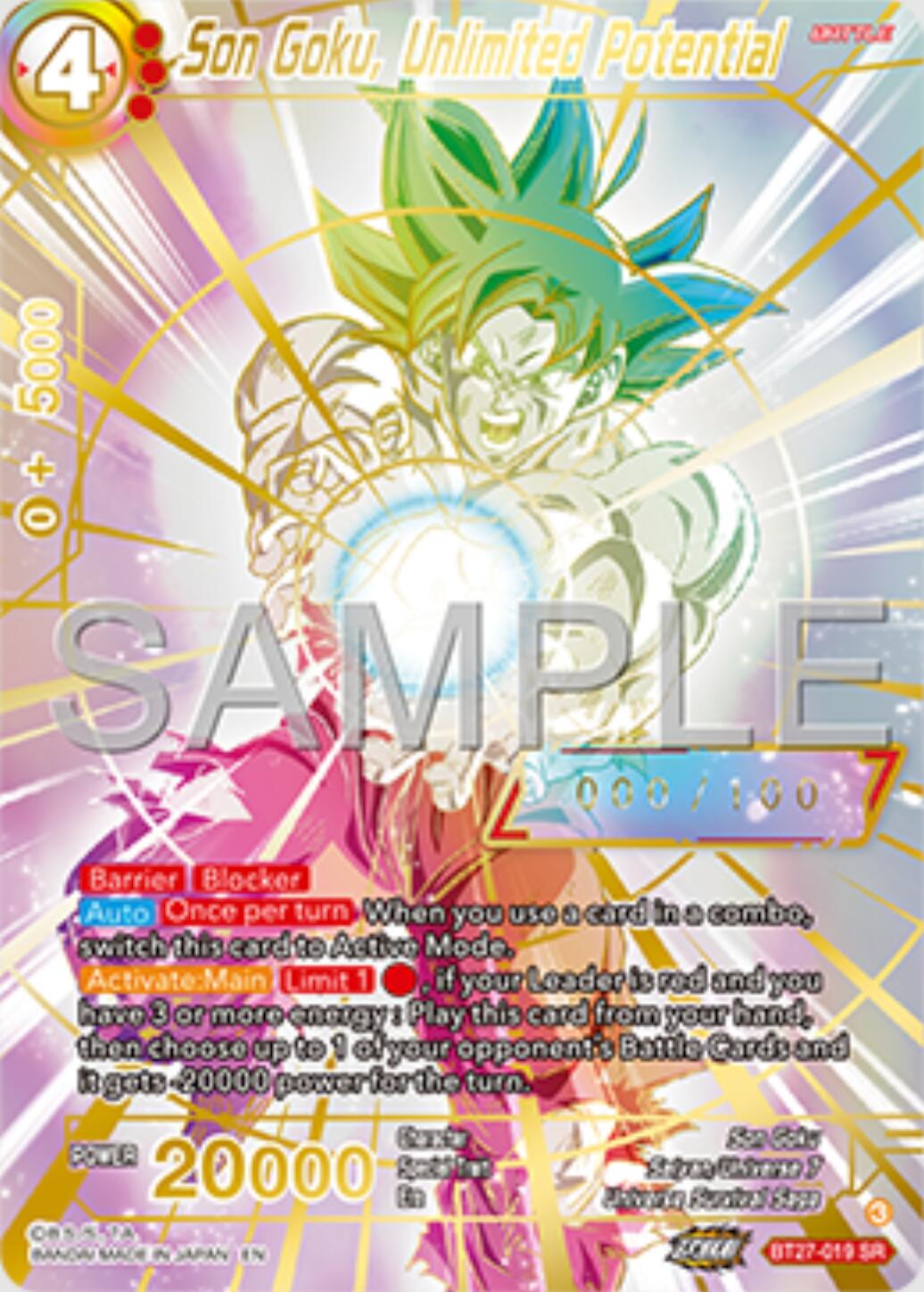 Son Goku, Unlimited Potential (Serial Numbered) (BT27-019) [History of Z] | Cracking-Singles