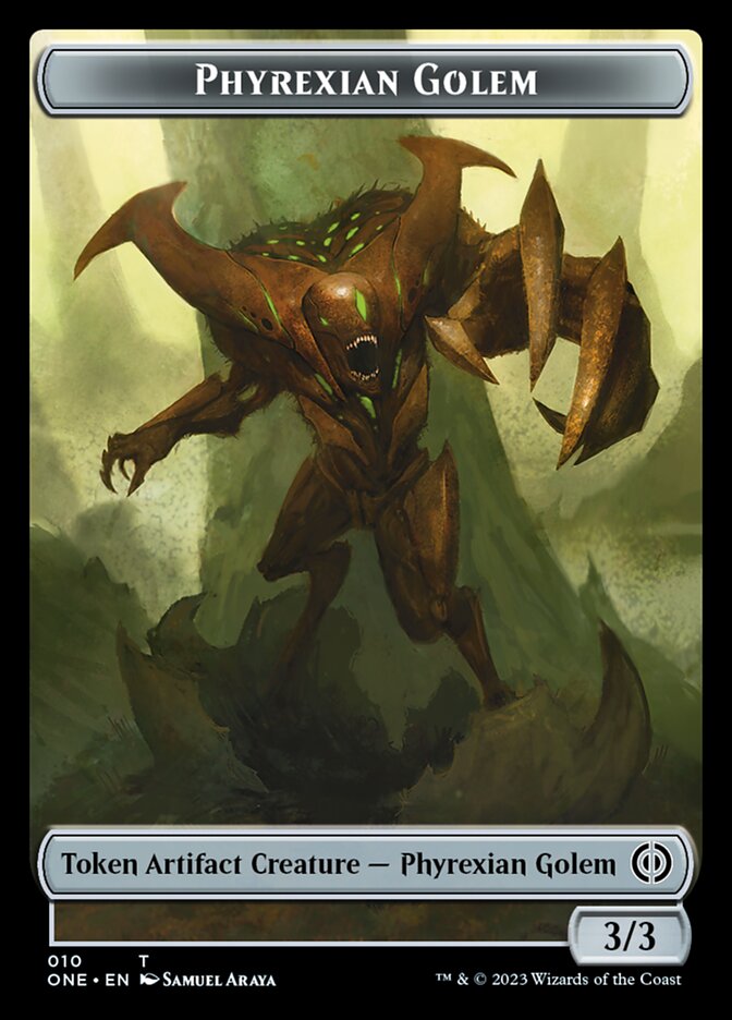 Rebel // Phyrexian Golem Double-Sided Token [Phyrexia: All Will Be One Tokens] | Cracking-Singles