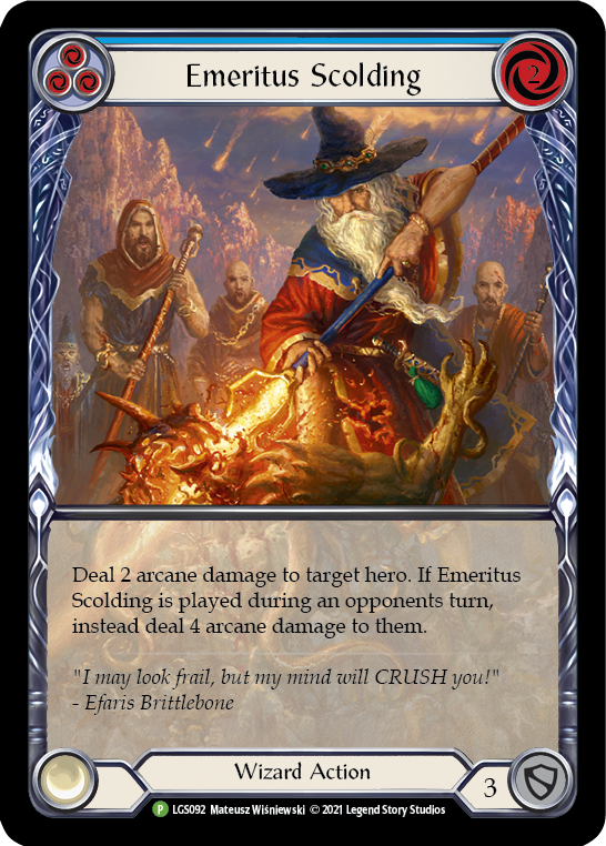 Emeritus Scolding (Blue Extended Art) [LGS092] (Promo)  Rainbow Foil | Cracking-Singles