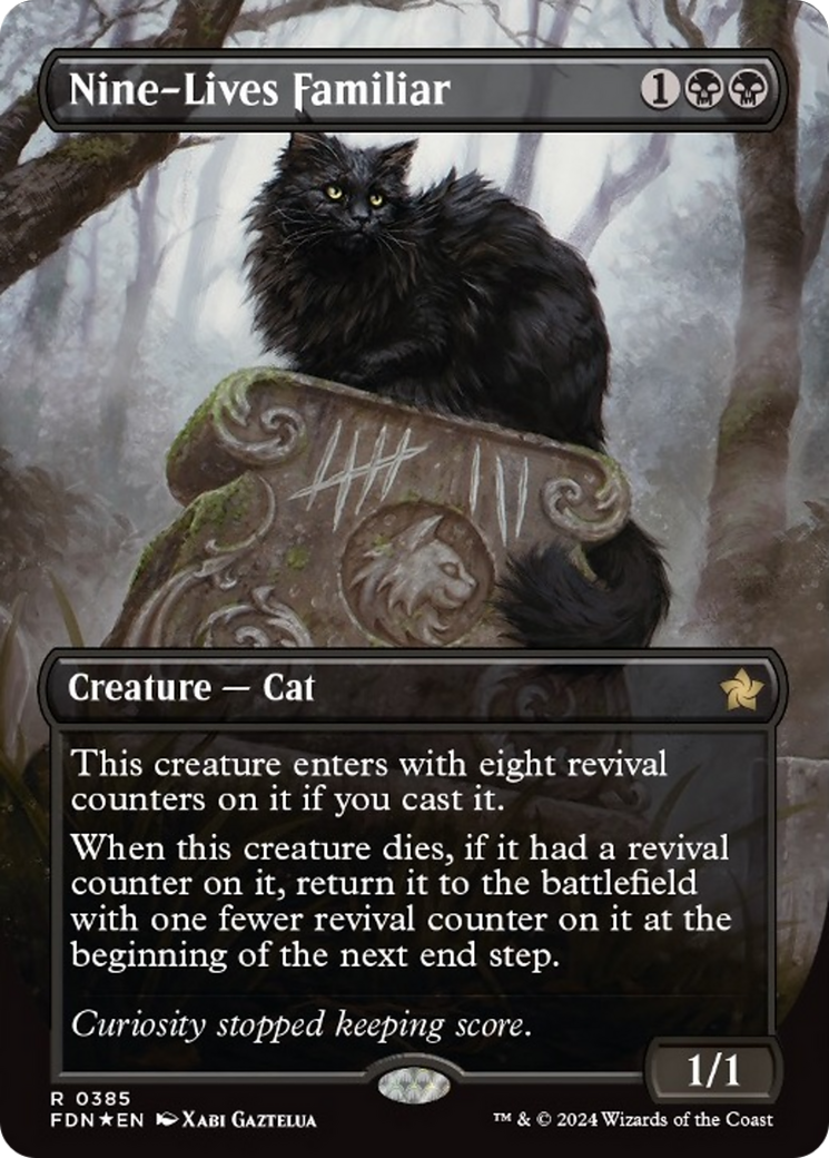 Nine-Lives Familiar (Borderless Mana Foil) [Foundations] | Cracking-Singles