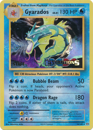 Gyarados (34/108) (XY Evolutions Staff Prerelease) [XY: Black Star Promos] | Cracking-Singles