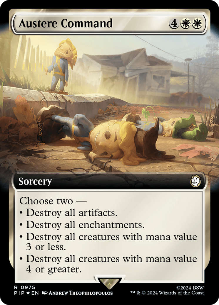 Austere Command (Extended Art) (Surge Foil) [Fallout] | Cracking-Singles