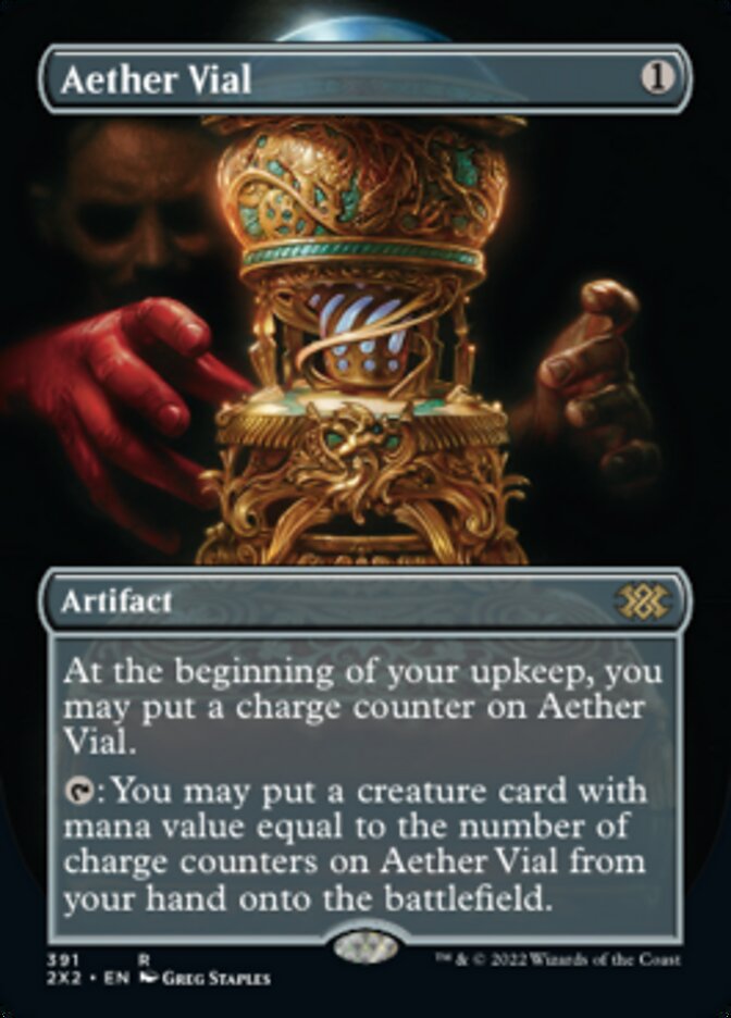 Aether Vial (Borderless Alternate Art) [Double Masters 2022] | Cracking-Singles