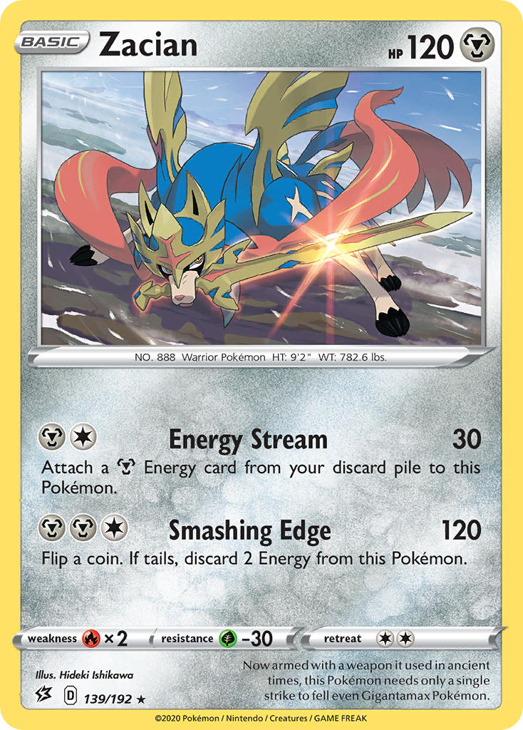 Zacian (139/192) (Cracked Ice Holo) (Theme Deck Exclusives) [Sword & Shield: Rebel Clash] | Cracking-Singles