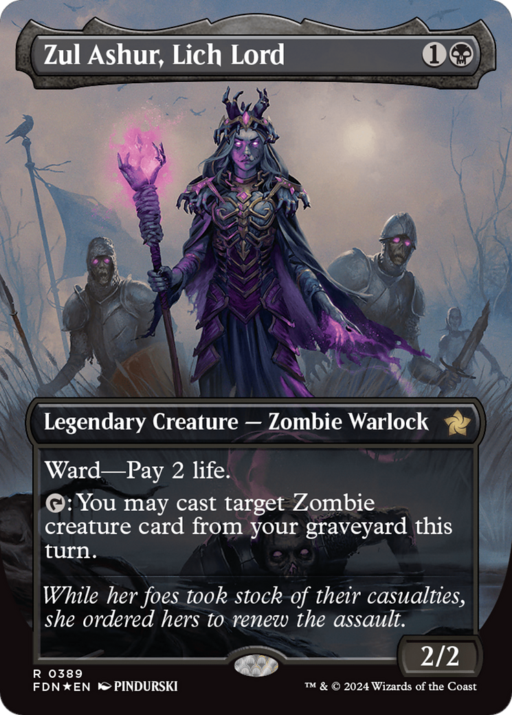 Zul Ashur, Lich Lord (Borderless) (Mana Foil) [Foundations] | Cracking-Singles