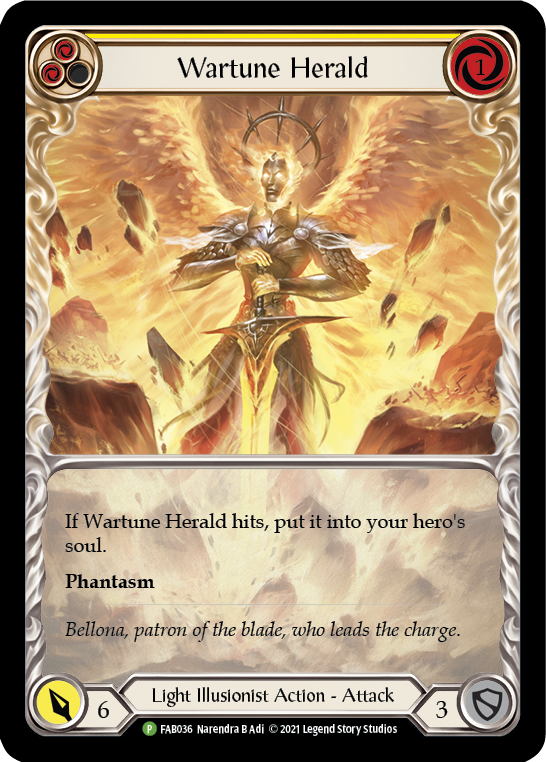 Wartune Herald (Yellow Extended Art) [FAB036] (Promo)  Rainbow Foil | Cracking-Singles