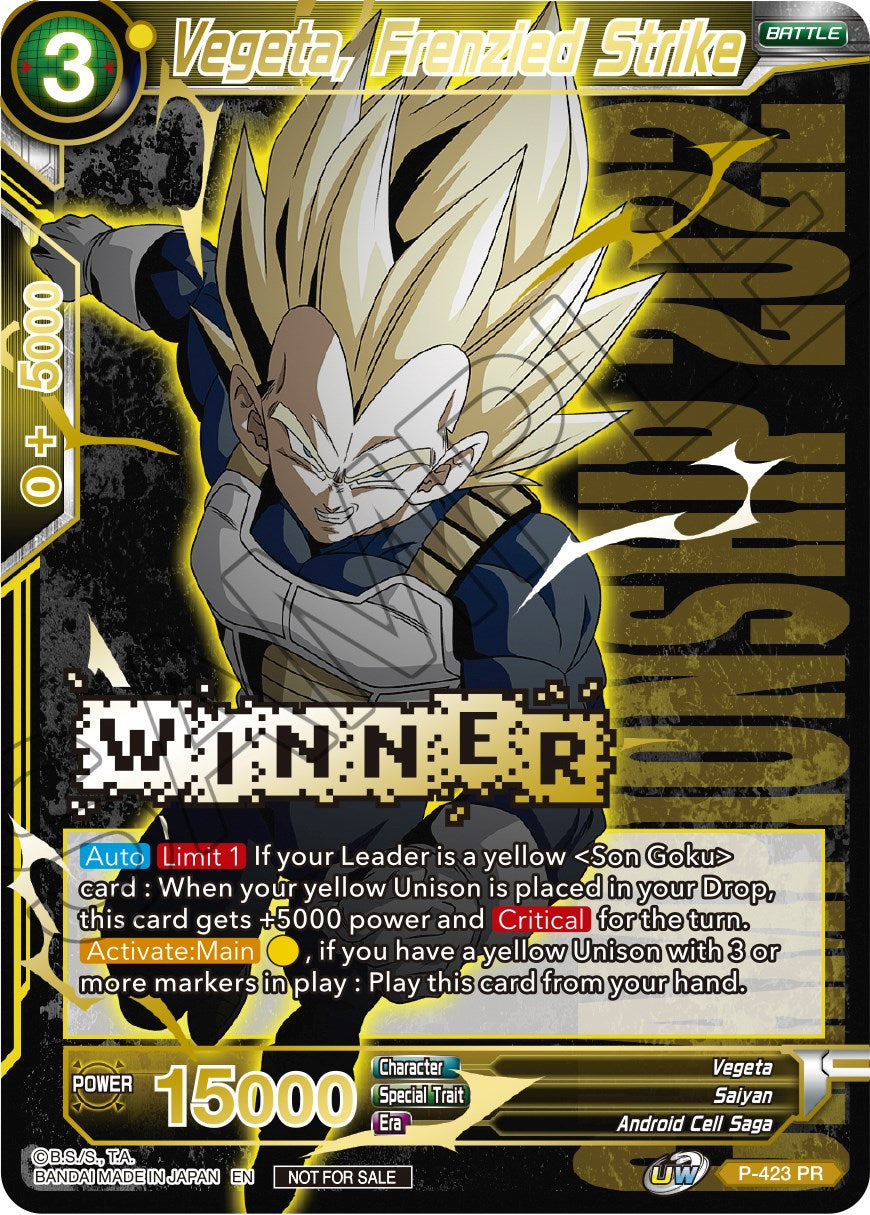 Vegeta, Frenzied Strike (Championship Pack 2022 Vol.2) (Winner Gold Stamped) (P-423) [Promotion Cards] | Cracking-Singles