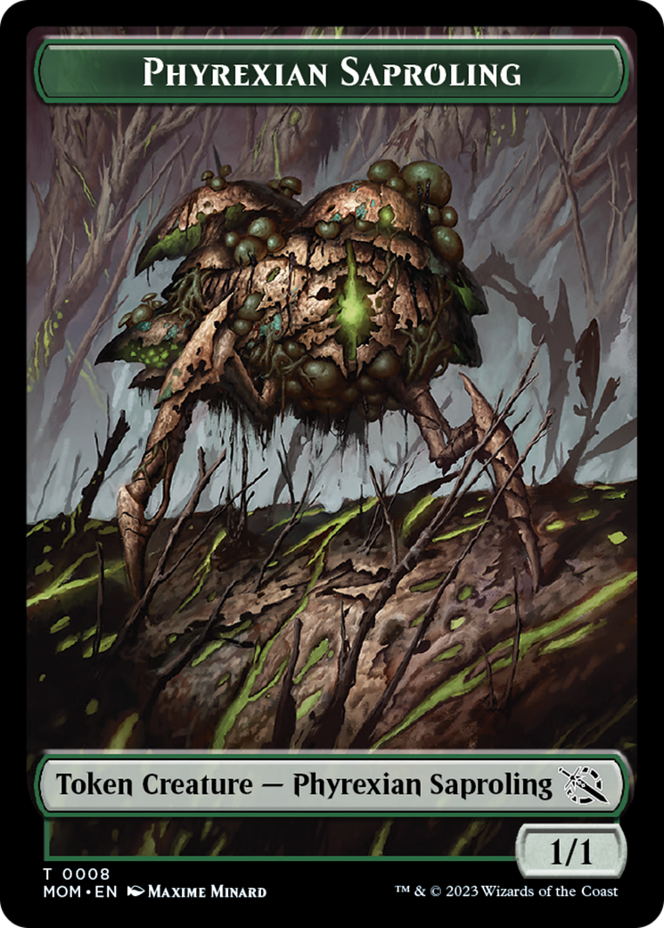 Warrior // Phyrexian Saproling Double-Sided Token [March of the Machine Tokens] | Cracking-Singles