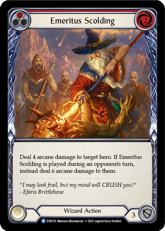 Emeritus Scolding (Red) [EVR125] (Everfest)  1st Edition Rainbow Foil | Cracking-Singles