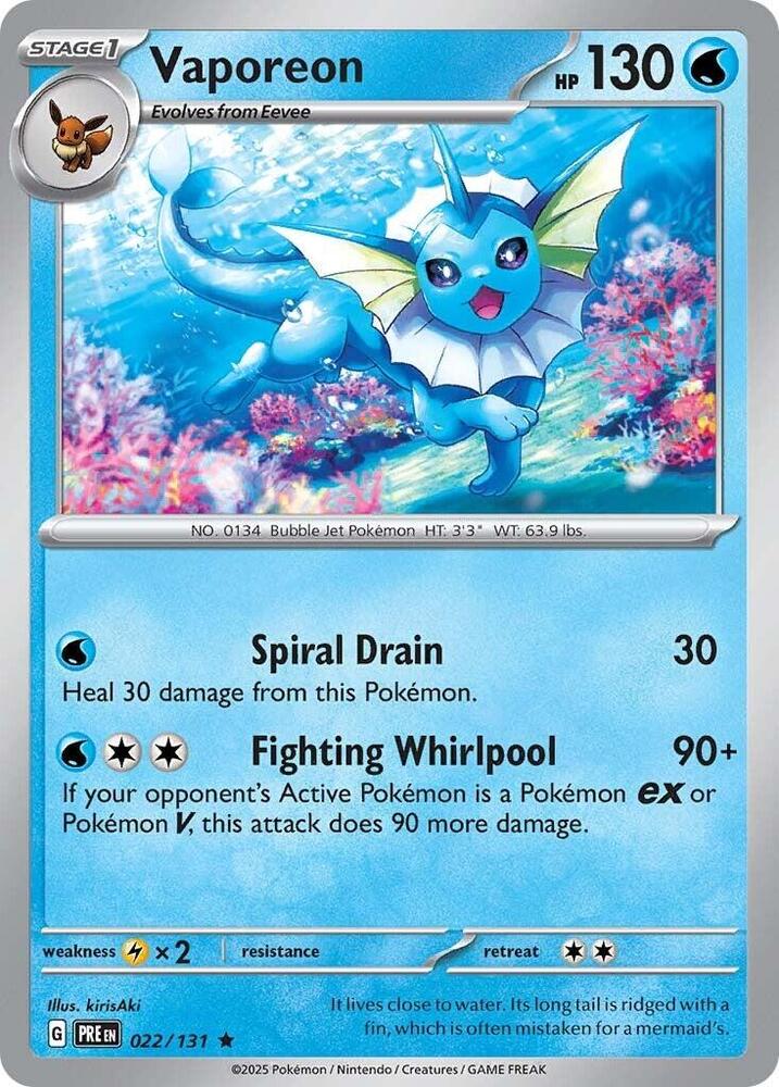 Vaporeon (022/131) [Scarlet & Violet: Prismatic Evolutions] | Cracking-Singles