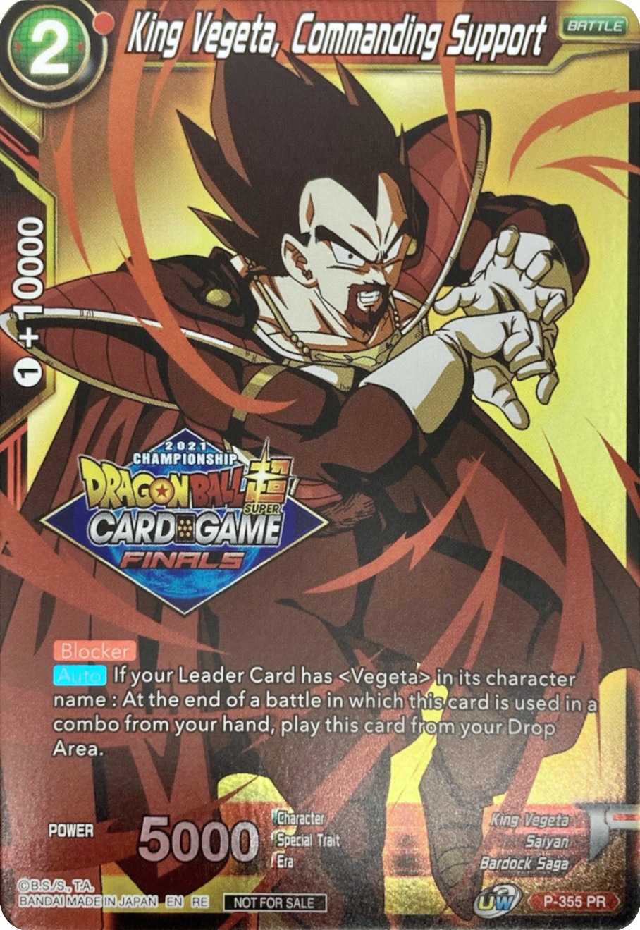 King Vegeta, Commanding Support (Championship Pack 2021 Vault Set) (P-355) [Tournament Promotion Cards] | Cracking-Singles