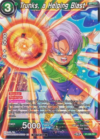 Trunks, a Helping Blast (Shop Tournament: Assault of Saiyans) (P-128) [Promotion Cards] | Cracking-Singles