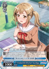 "A Notebook With All My Heart" Arisa Ichigaya (BD/EN-W03-102 U) [BanG Dream! Girls Band Party! MULTI LIVE] | Cracking-Singles