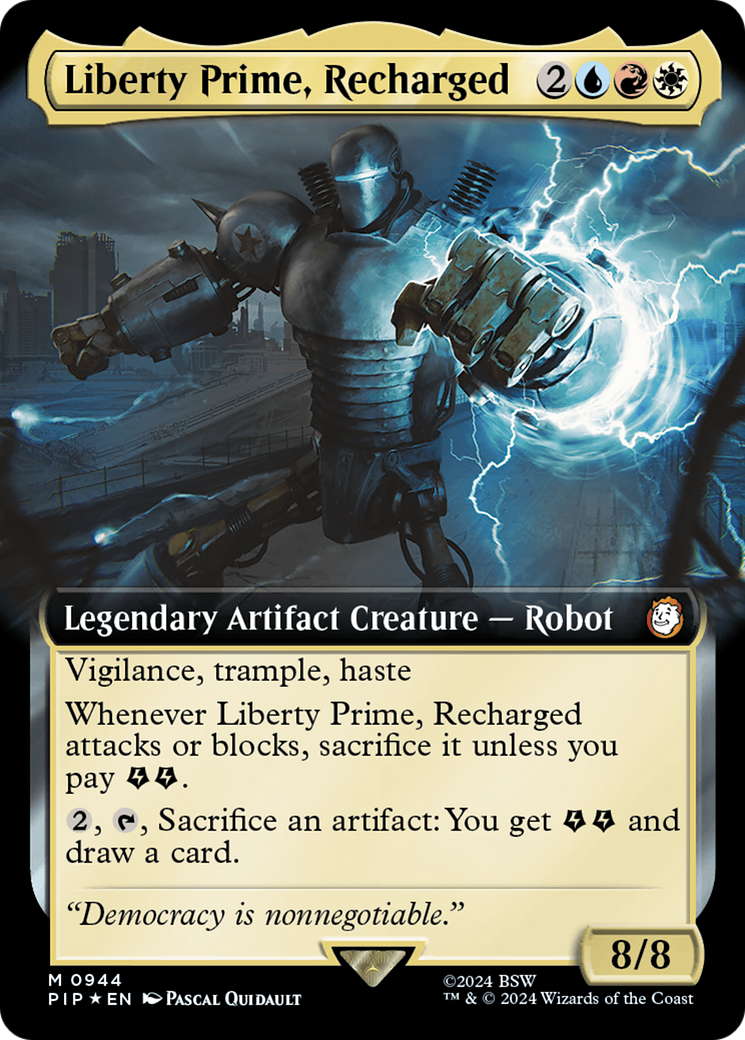 Liberty Prime, Recharged (Extended Art) (Surge Foil) [Fallout] | Cracking-Singles