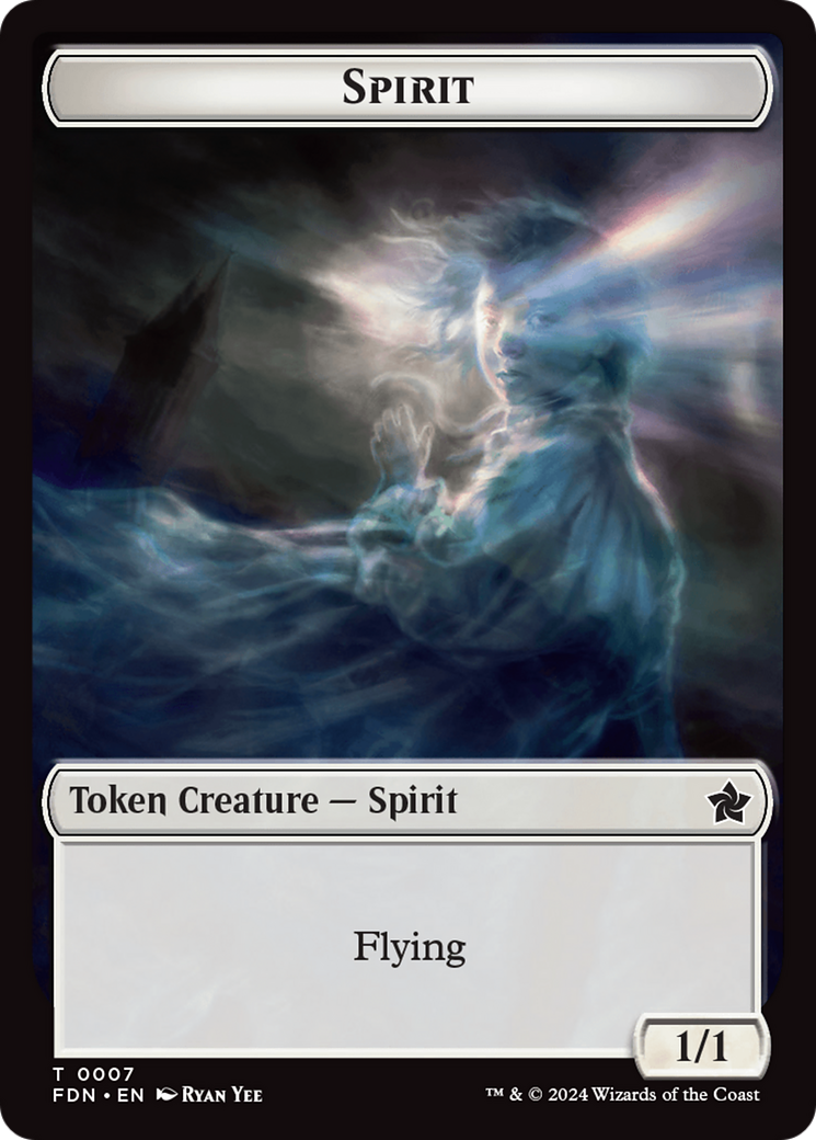 Spirit // Cat (0001) Doubled-Sided Token [Foundations Tokens] | Cracking-Singles