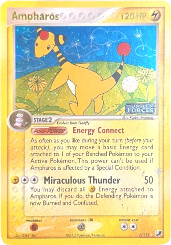 Ampharos (1/115) (Stamped) [EX: Unseen Forces] | Cracking-Singles