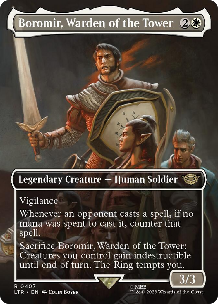 Boromir, Warden of the Tower (Borderless Alternate Art) [The Lord of the Rings: Tales of Middle-Earth] | Cracking-Singles