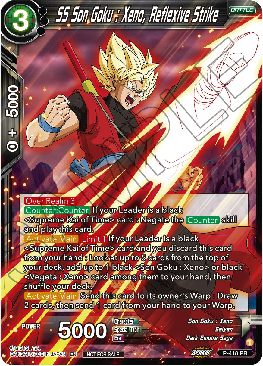 SS Son Goku: Xeno, Reflexive Strike (Zenkai Series Tournament Pack Vol.1) (P-418) [Tournament Promotion Cards] | Cracking-Singles