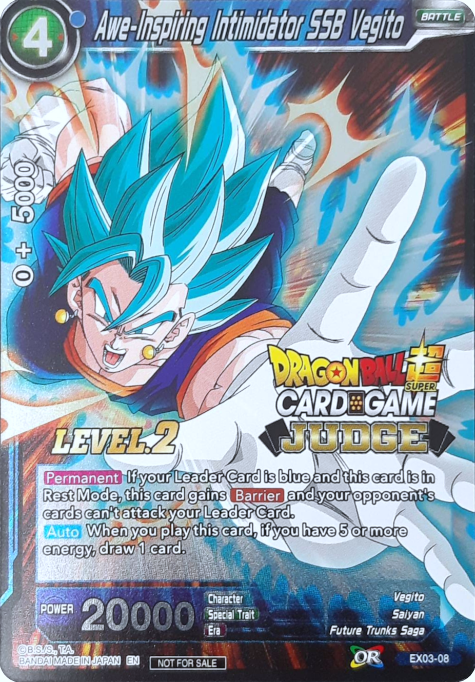 Awe-Inspiring Intimidator SSB Vegito (Level 2) (EX03-08) [Judge Promotion Cards] | Cracking-Singles