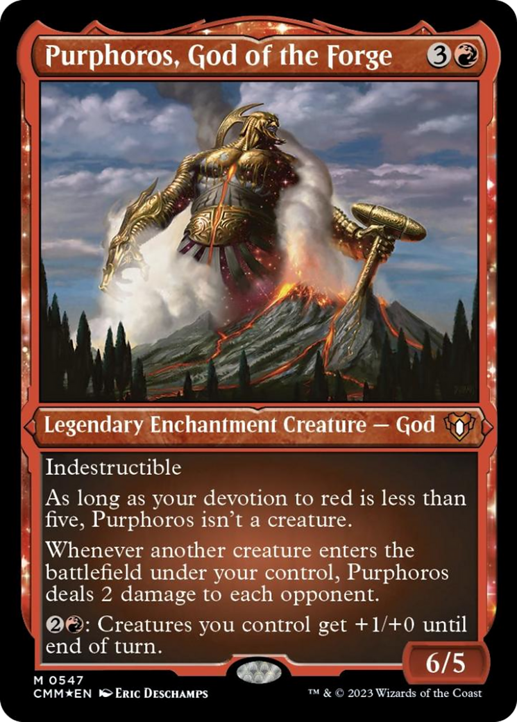 Purphoros, God of the Forge (Foil Etched) [Commander Masters] | Cracking-Singles