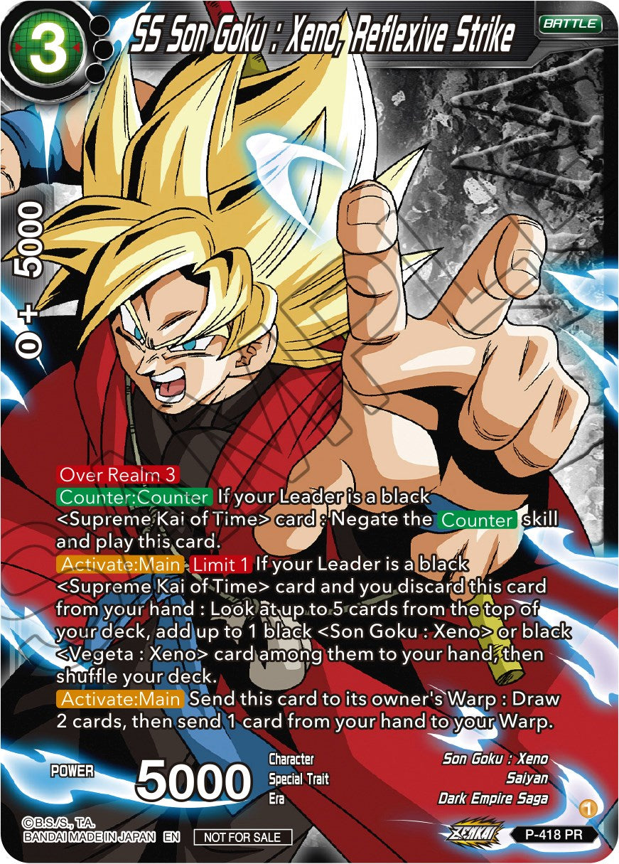 SS Son Goku: Xeno, Reflexive Strike (Zenkai Series Tournament Pack Vol.1 Winner) (P-418) [Tournament Promotion Cards] | Cracking-Singles