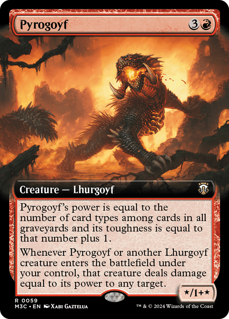 Pyrogoyf (Extended Art) (Ripple Foil) [Modern Horizons 3 Commander] | Cracking-Singles