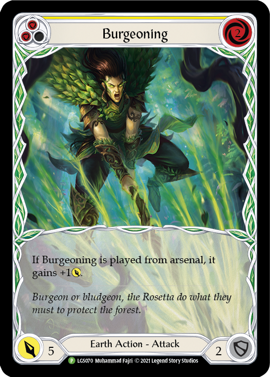 Burgeoning (Yellow) [LGS070] (Promo)  Rainbow Foil | Cracking-Singles