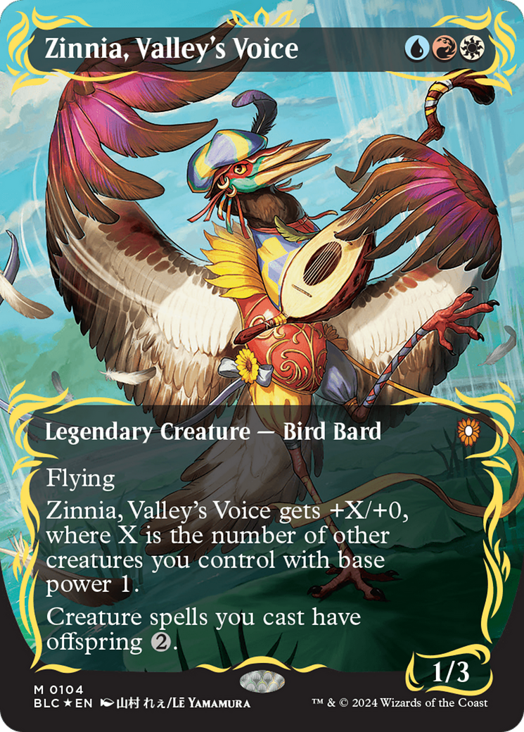 Zinnia, Valley's Voice (Borderless) (Raised Foil) [Bloomburrow Commander] | Cracking-Singles