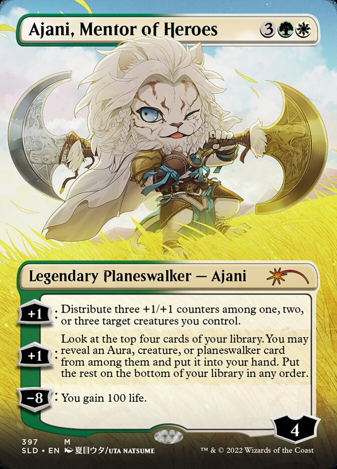 Ajani, Mentor of Heroes (Borderless) [Secret Lair Drop Series] | Cracking-Singles