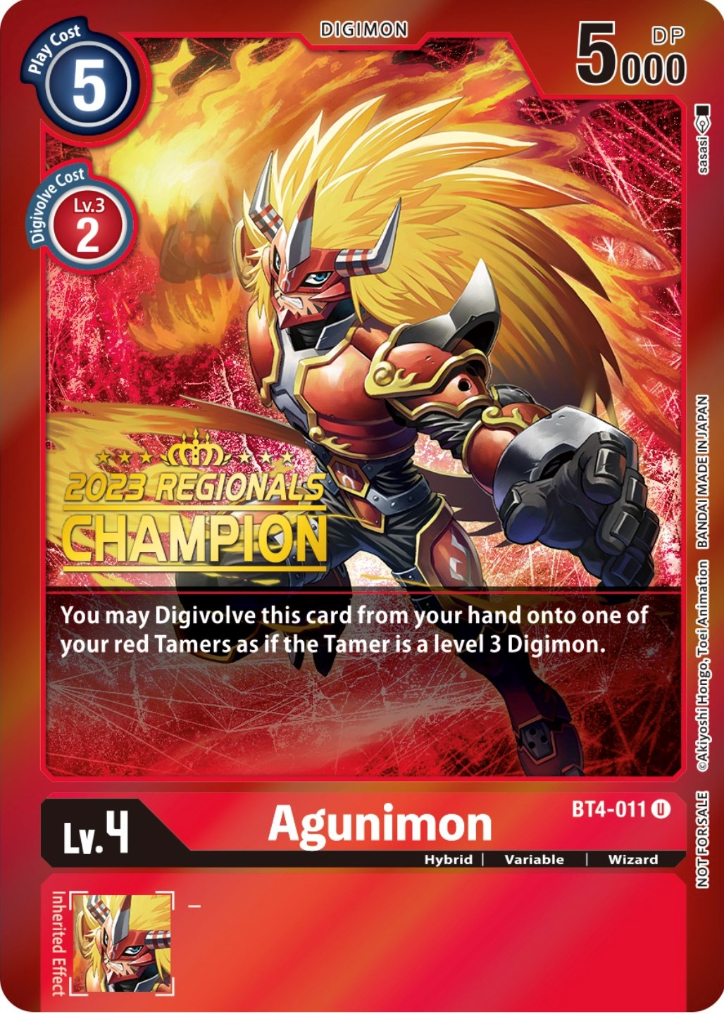 Agunimon [BT4-011] (2023 Regionals Champion) [Great Legend Promos] | Cracking-Singles