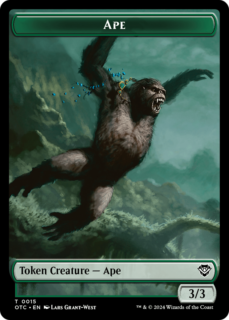 Ape // Shark Double-Sided Token [Outlaws of Thunder Junction Commander Tokens] | Cracking-Singles