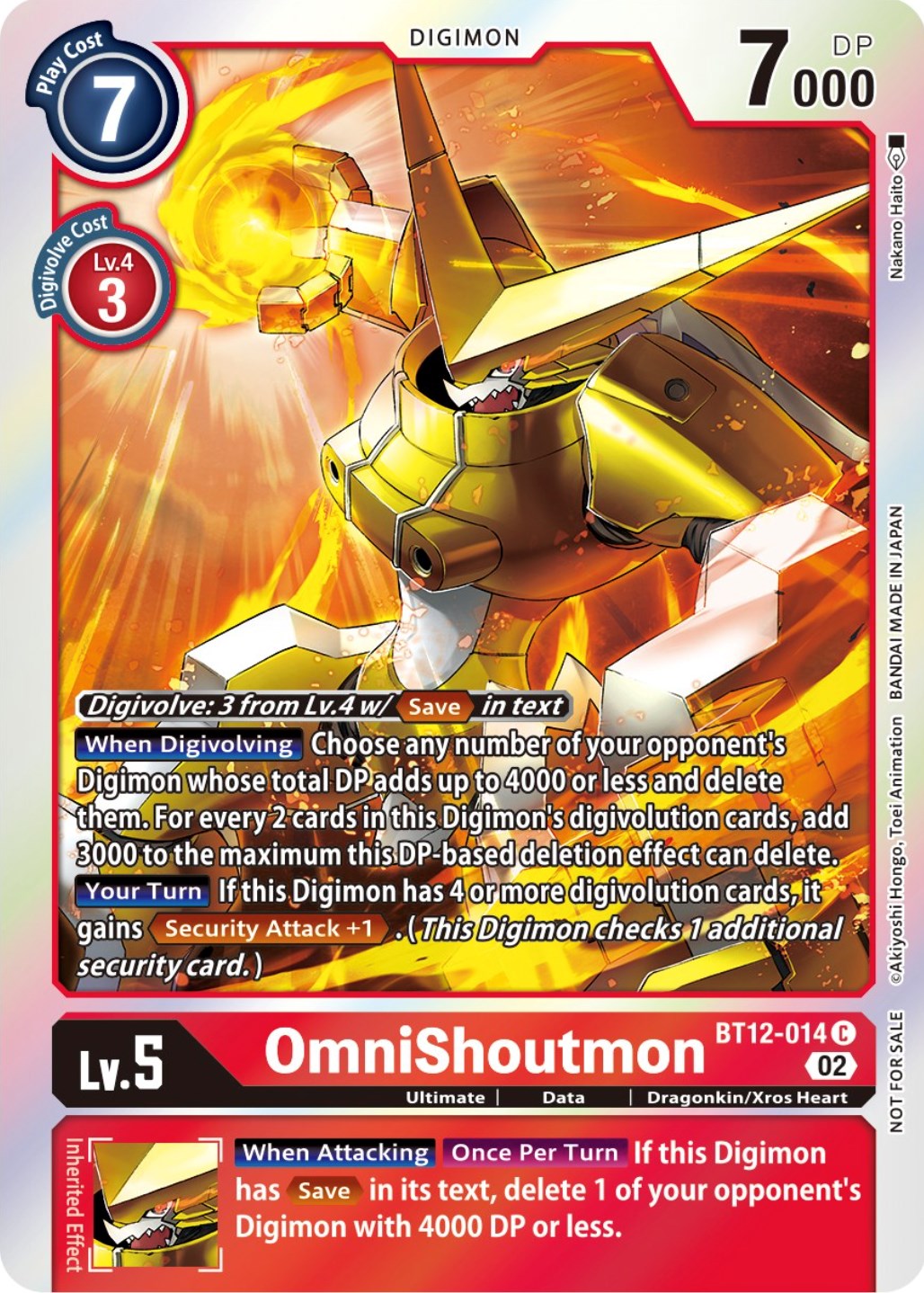 OmniShoutmon [BT12-014] (Box Topper) [Across Time] | Cracking-Singles