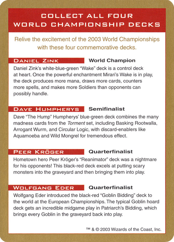 2003 World Championships Ad [World Championship Decks 2003] | Cracking-Singles