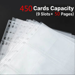 450 Pockets Single Side Trading Card Album Holder Sleeves 9 Pocket Clear Plastic Game Protectors Pokemon Baseball Cards 50 Pages | Cracking-Singles