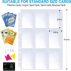 450 Pockets Single Side Trading Card Album Holder Sleeves 9 Pocket Clear Plastic Game Protectors Pokemon Baseball Cards 50 Pages | Cracking-Singles