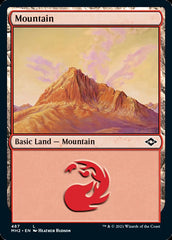 Mountain (487) (Foil Etched) [Modern Horizons 2] | Cracking-Singles