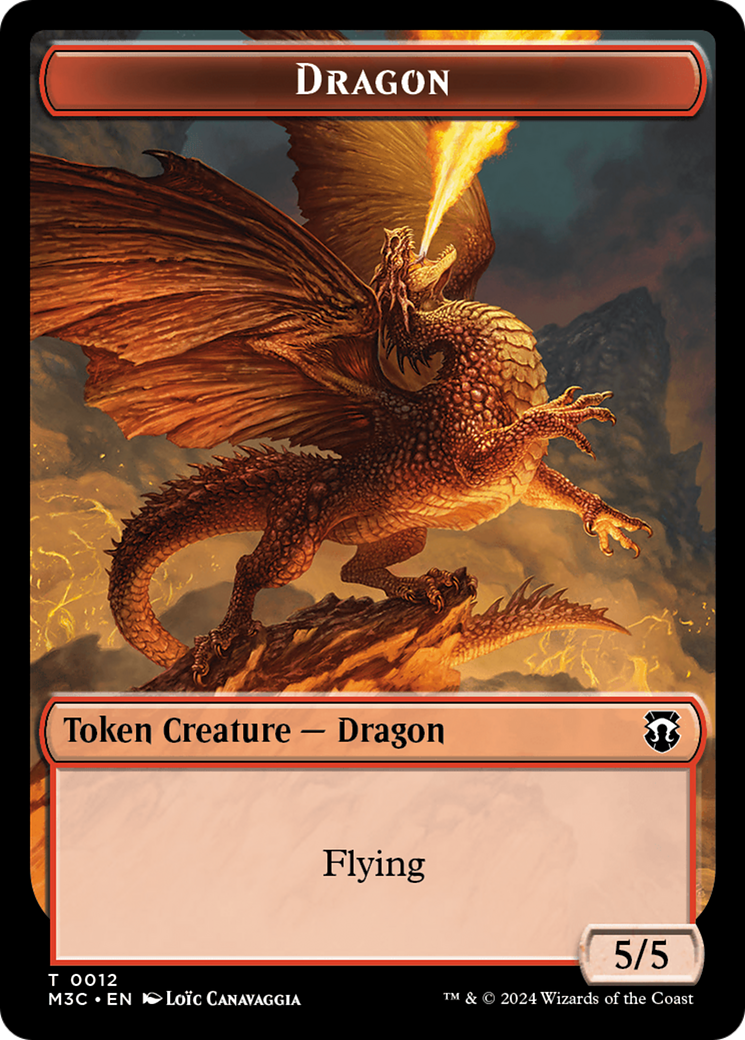 Dragon (Ripple Foil) // Treasure Double-Sided Token [Modern Horizons 3 Commander Tokens] | Cracking-Singles