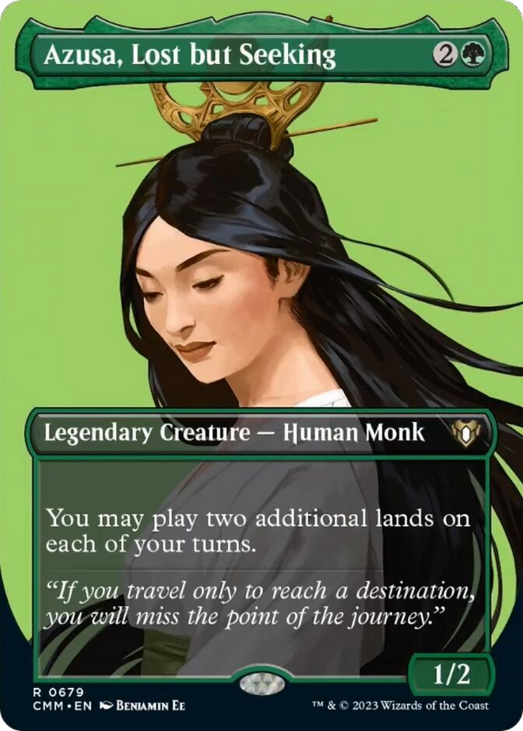 Azusa, Lost but Seeking (Borderless Profile) [Commander Masters] | Cracking-Singles