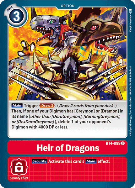 Heir of Dragons [BT4-099] [Great Legend] | Cracking-Singles