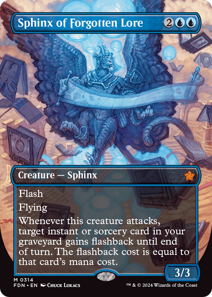 Sphinx of Forgotten Lore (Borderless) [Foundations] | Cracking-Singles