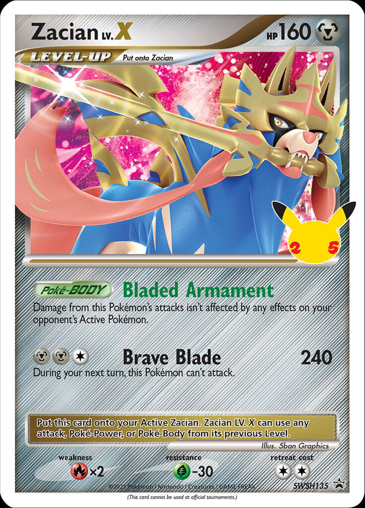 Zacian LV.X (SWSH135) (Celebrations) [Sword & Shield: Black Star Promos] | Cracking-Singles