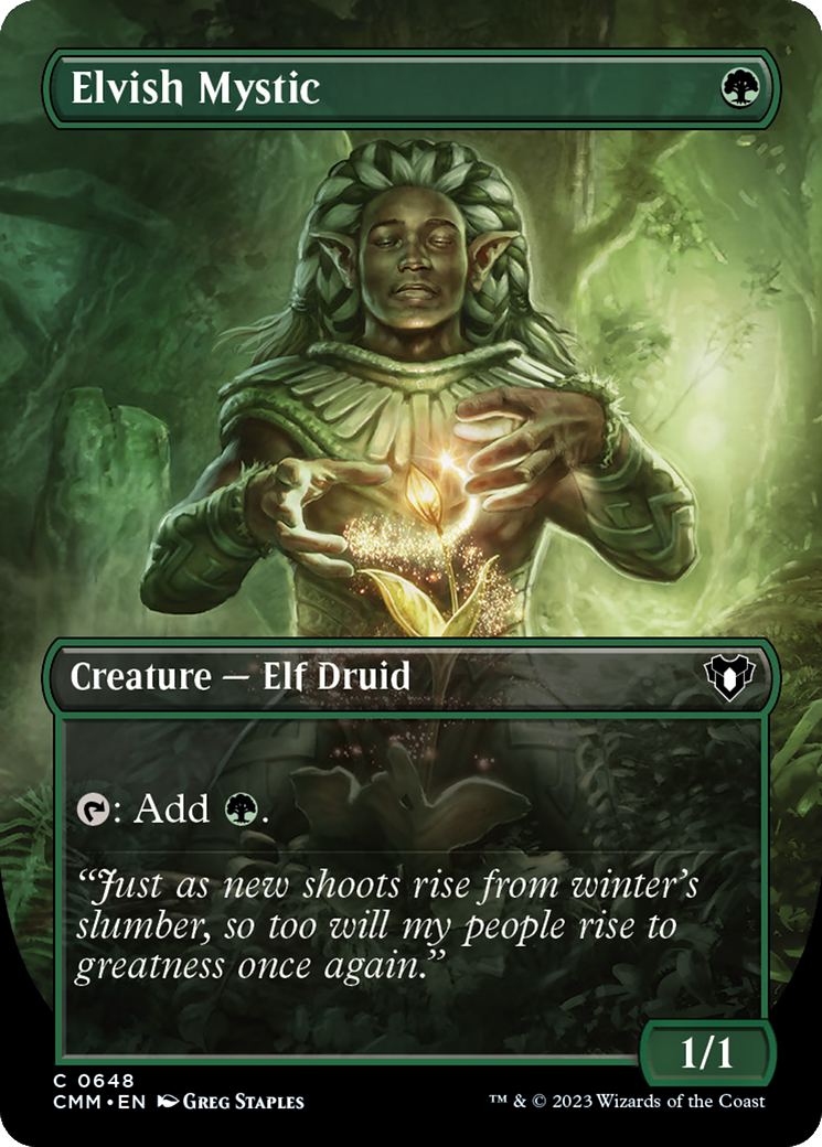 Elvish Mystic (Borderless Alternate Art) [Commander Masters] | Cracking-Singles