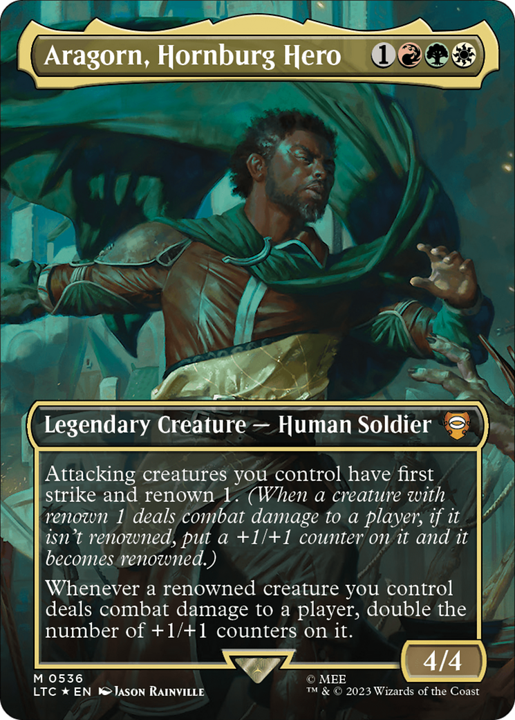 Aragorn, Hornburg Hero (Borderless) (Surge Foil) [The Lord of the Rings: Tales of Middle-Earth Commander] | Cracking-Singles