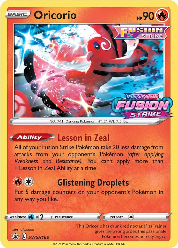 Oricorio (SWSH168) (Prerelease Promo) [Sword & Shield: Black Star Promos] | Cracking-Singles