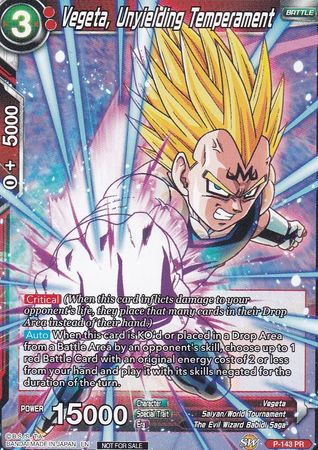 Vegeta, Unyielding Temperament (Power Booster: World Martial Arts Tournament) (P-143) [Promotion Cards] | Cracking-Singles