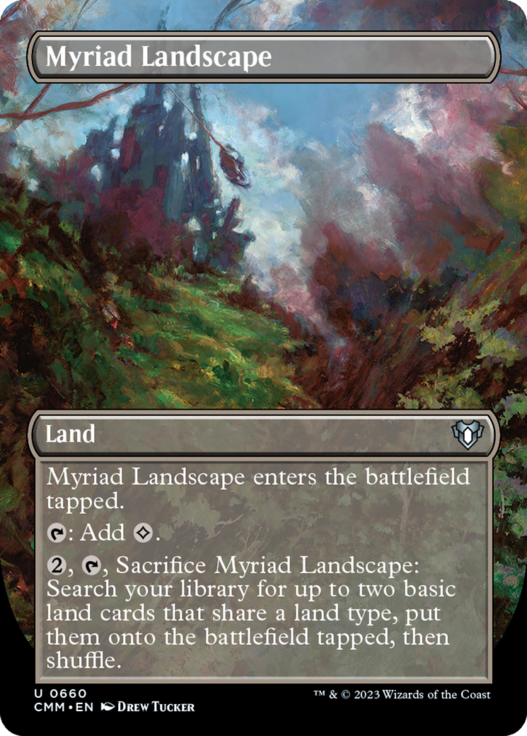 Myriad Landscape (Borderless Alternate Art) [Commander Masters] | Cracking-Singles