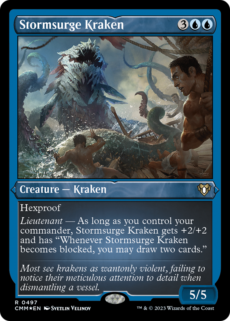 Stormsurge Kraken (Foil Etched) [Commander Masters] | Cracking-Singles