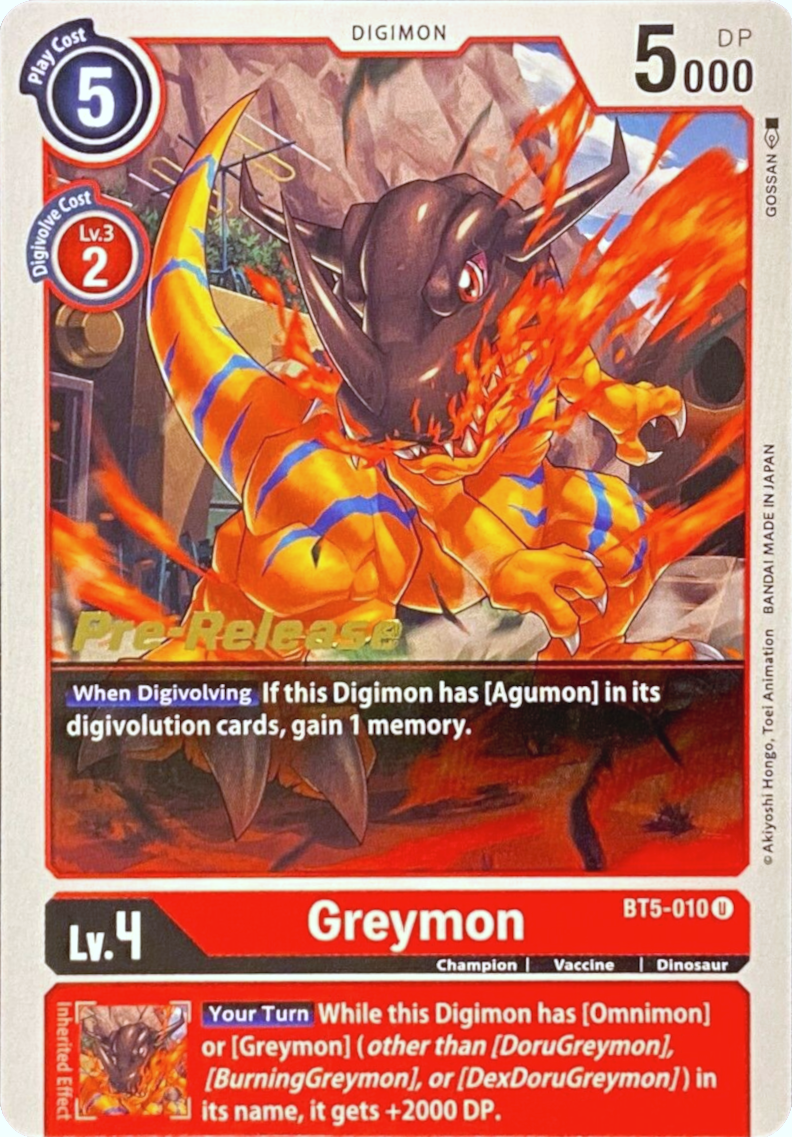 Greymon [BT5-010] [Battle of Omni Pre-Release Promos] | Cracking-Singles